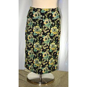 LuLaRoe Black/ Green/ Yellow Floral Cassie Skirt size XL